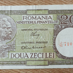 ROMANIA - 20 lei 1947 - 1948 - 1950 , Luca / Rubicec , fil 38 , culoare inchisa