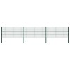VidaXL Panou de gard cu st&acirc;lpi, verde, 5,1 x 0,8 m, fier