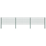 vidaXL Panou de gard cu st&acirc;lpi, verde, 5,1 x 0,8 m, fier