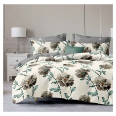 Lenjerie pat dublu,bumbac finet,6 piese,cearceaf cu elastic 180x200cm, cearceaf pilota 200x230cm, 2 fete de perna 50x70, 2 fete de perna 70x70-A1108