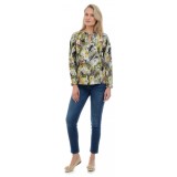 Bluza Dama Verde si Imprimeu cu Flori - S