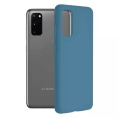 Husa Samsung Galaxy S20 Silicon Albastru Slim Mat cu Microfibra SoftEdge