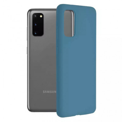 Husa Samsung Galaxy S20 Silicon Albastru Slim Mat cu Microfibra SoftEdge foto
