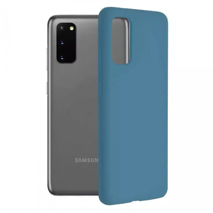 Husa Samsung Galaxy S20 Silicon Albastru Slim Mat cu Microfibra SoftEdge
