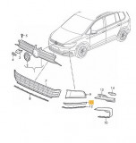 Ornament grila bara protectie VW Touran (5t), 05.2015-, Fata, partea Stanga, Texturat; negru, Aftermarket, Rapid