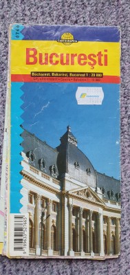 Harta municipiului Bucuresti, anii 90, scara 1 pe 20000, folosita, uzata foto