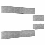 Cumpara ieftin Set de dulapuri TV, 8 piese, gri beton, lemn prelucrat