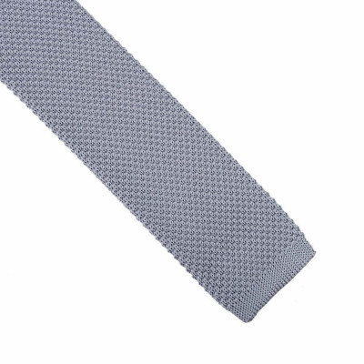 Cravata slim tricotata, Onore, gri, microfibra, 145 x 5.5 cm, model uni foto