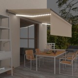 vidaXL Copertină retractabilă manual cu stor&amp;LED, crem, 5x3 m 3069462