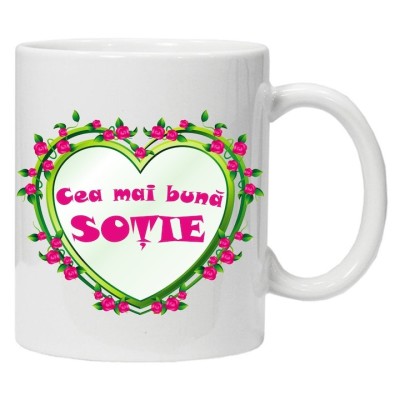 Cana alba personalizata &amp;quot;cea mai buna sotie&amp;quot;, INOVATIX&amp;reg;️. 330ml foto