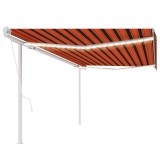 Copertină automată cu senzor v&acirc;nt&amp;LED, portocaliu&amp;maro, 5x3 m
