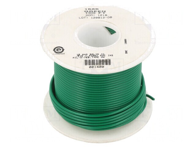 Cablu HookUp Wire 18AWG PVC Verde 30,5m 1kV