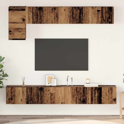 Set comodă TV 5 pcs Lemn vechi Mediu 100 cm x 30 cm x 30 cm foto