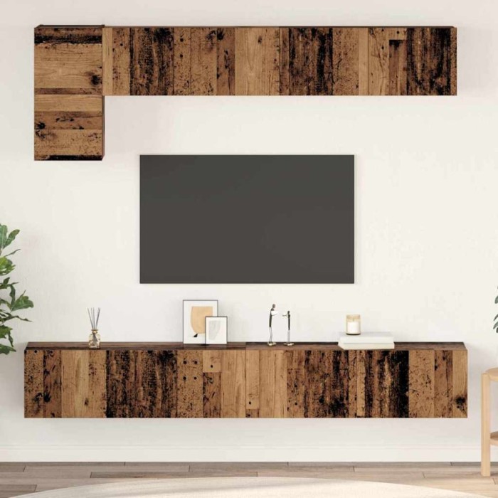 Set comodă TV 5 pcs Lemn vechi Mediu 100 cm x 30 cm x 30 cm