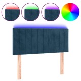 Cumpara ieftin Tablie de pat cu LED, albastru inchis, 90x5x78/88 cm, catifea