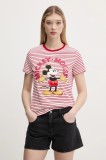 Desigual tricou din bumbac MICKEY MOUSE femei, culoarea rosu, 25SWTKAI