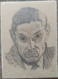 Portret de barbat// creion, anii &#039;40, Peisaje, Acuarela, Altul