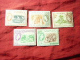 Serie mica Dominica colonie britanica 1954 R. Elisabeta II 5 valori, Nestampilat