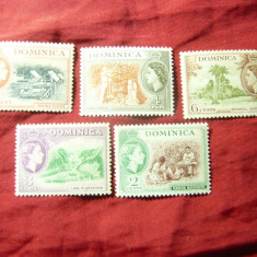 Serie mica Dominica colonie britanica 1954 R. Elisabeta II 5 valori