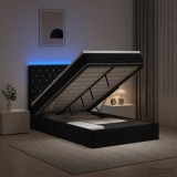 Cumpara ieftin Pat Ottoman cu Saltea si LED Negru 120 x 200 cm Catifea