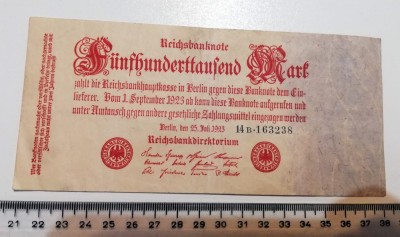BANCNOTA GERMANA / FUNFHUNDERTTAUSEND MARK 1923 foto