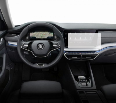 Folie Protectie Navigatie Skoda Octavia 2017-2019 , Duragon, protectie Display Navigatie, silicon Transparent, Anti-zgarieturi, kit instalare foto
