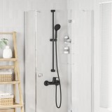 vidaXL Set de cap de du&Egrave; Negru 150 cm O&Aring;&pound;el inoxidabil 42038965