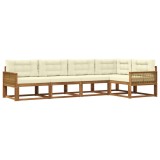 vidaXL Set de canapele de exterior cu pernă 5 pcs Natural și Crem 3382568