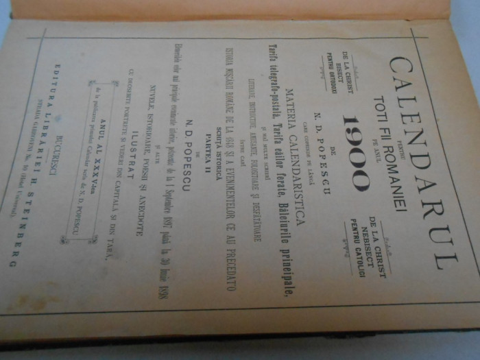 Calendarul 1900,ed. Steinberg, cartonat, 140 pag. numeroase planse si imag., rar