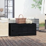 Ladă Depozitare Grădină vidaXL, Negru, 101x50.5x46.5cm, Lemn Masiv Pin, Cutie Depozitare Exterior, Bancă Depozitare