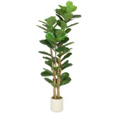HOMCOM Plantă Artificială Ficus Lyrata 150 cm - Verde | Aosom Romania