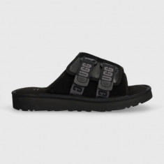 UGG slapi de piele Goldencoast Strap Slide barbati, culoarea negru, 1142730