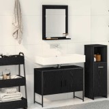VidaXL Set de mobilier pentru baie cu ușă 2 pcs Negru 80 x 33 x 60 cm
