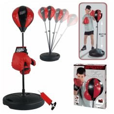 Sac de box pentru copii pe suport, Cu manusi, Inaltime reglabila, Baza rezistenta