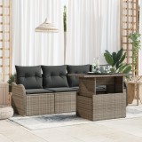 Set Canapele Grădină vidaXL cu Pernuțe Ratan Poly Gri, Canapea 2 Persoane vidaXL cu Pernuțe Ratan Poly Gri