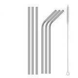 Set 6 paie reutilizabile metal si perie curatare, argntiu