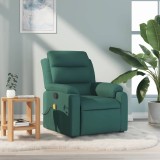 VidaXL Fotoliu de masaj rabatabil, verde &icirc;nchis, material textil