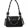 Geanta de Umar cu Perle, Model Elegant, Imprimeu Flori, Piele Ecologica, 3.5 x 16 x 6 cm, Negru