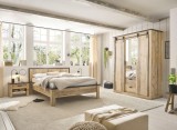 Set dormitor Sherwood, 4 piese, 180x200 cm, PAL melaminat, dulap cu uși glisante, 2 noptiere, stil rustic modern