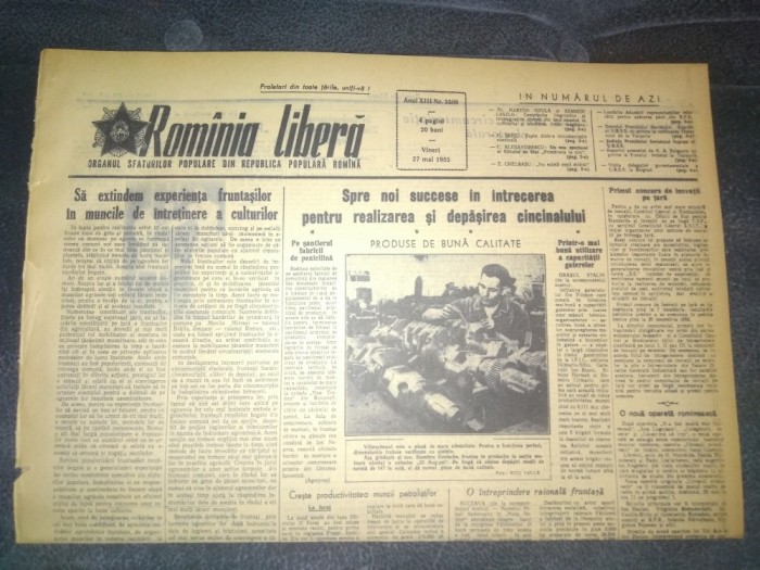 ZIARUL ROMANIA LIBERA 27 MAI 1955