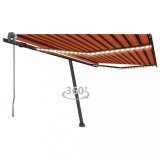vidaXL Copertină automată senzor v&acirc;nt&amp;LED, portocaliu&amp;maro, 400x300 cm