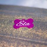 Medalion metalic personalizat pentru animale de companie, visiniu, ușor și rezistent