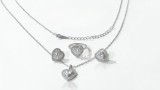 Set Bijuterii Argint 925 Inima Cristale Baguette Halo Zirconiu 4 Piese 12.8g Cadou Lux