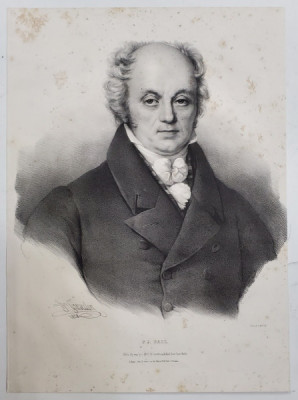 F.J. GALL , NEUROANATOMIST GERMAN , LITOGRAFIE , DESEN de GREVEDON , litografiat de C. MOTTE , 1828 foto