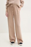 Melissa Odabash pantaloni de bumbac femei, culoarea maro, drept, high waist, Krissy