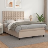 Cumpara ieftin Pat box spring cu saltea, cappuccino, 140x200cm piele ecologică