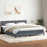 vidaXL Pat box spring cu saltea, gri &icirc;nchis, 180x210 cm, catifea 3316318