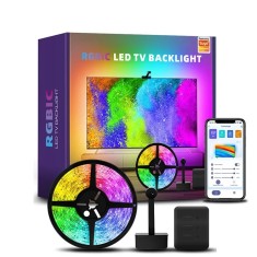 Banda LED RGBIC pentru TV, WiFI, Sincronizare Imagine, Inteligenta, TV Backlight, Control Aplicatie Tuya, Compatibila cu Diagonala TV 55-65 Inches, 3.