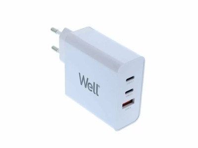 Incarcator retea Well 1x USB-A QC3.0 2x USB type C PD 65W PPS foto