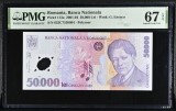 50000 lei 2003 PMG67 UNC bancnota gradata